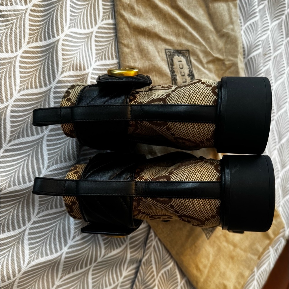 Gucci Double G Leather Combat Boots - Picture 3 of 6